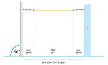 zonnezeil montage tussen muren en of paal